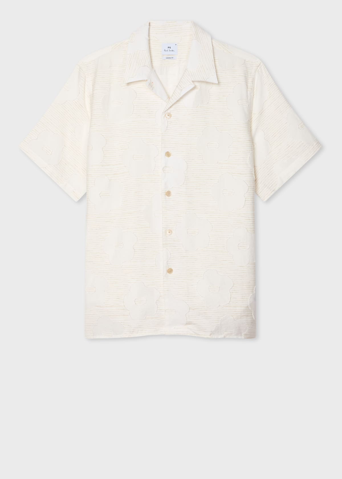 Men's Ecru 'Zine Floral' Fil Coupe Shirt
