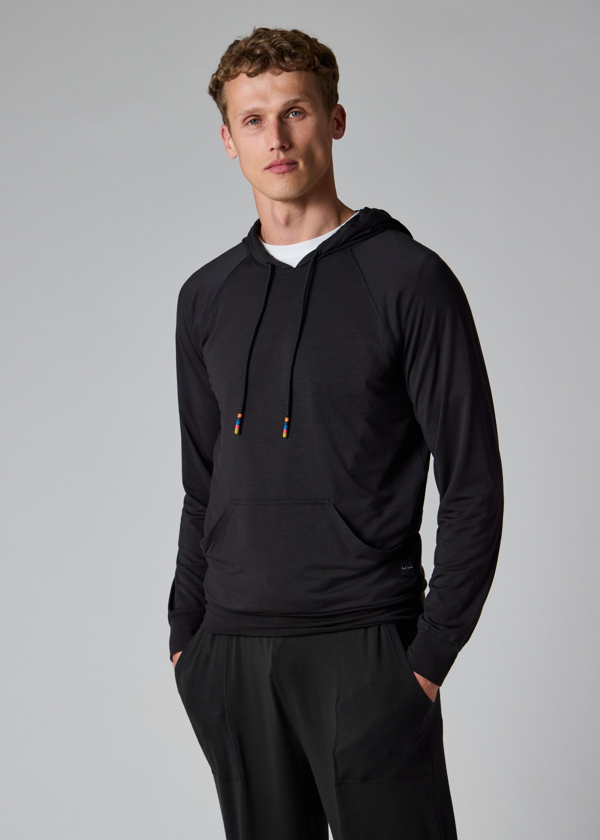 Men's Black Modal-Blend Lounge Hoodie