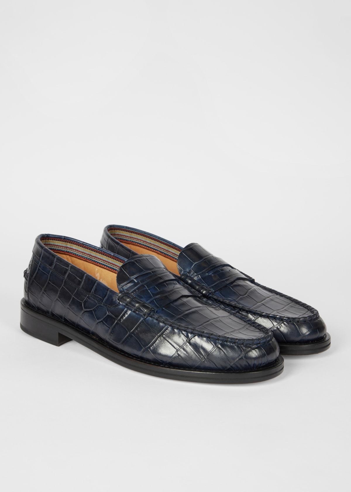 Men's Navy Croc-Emboss 'Rialto' Loafers