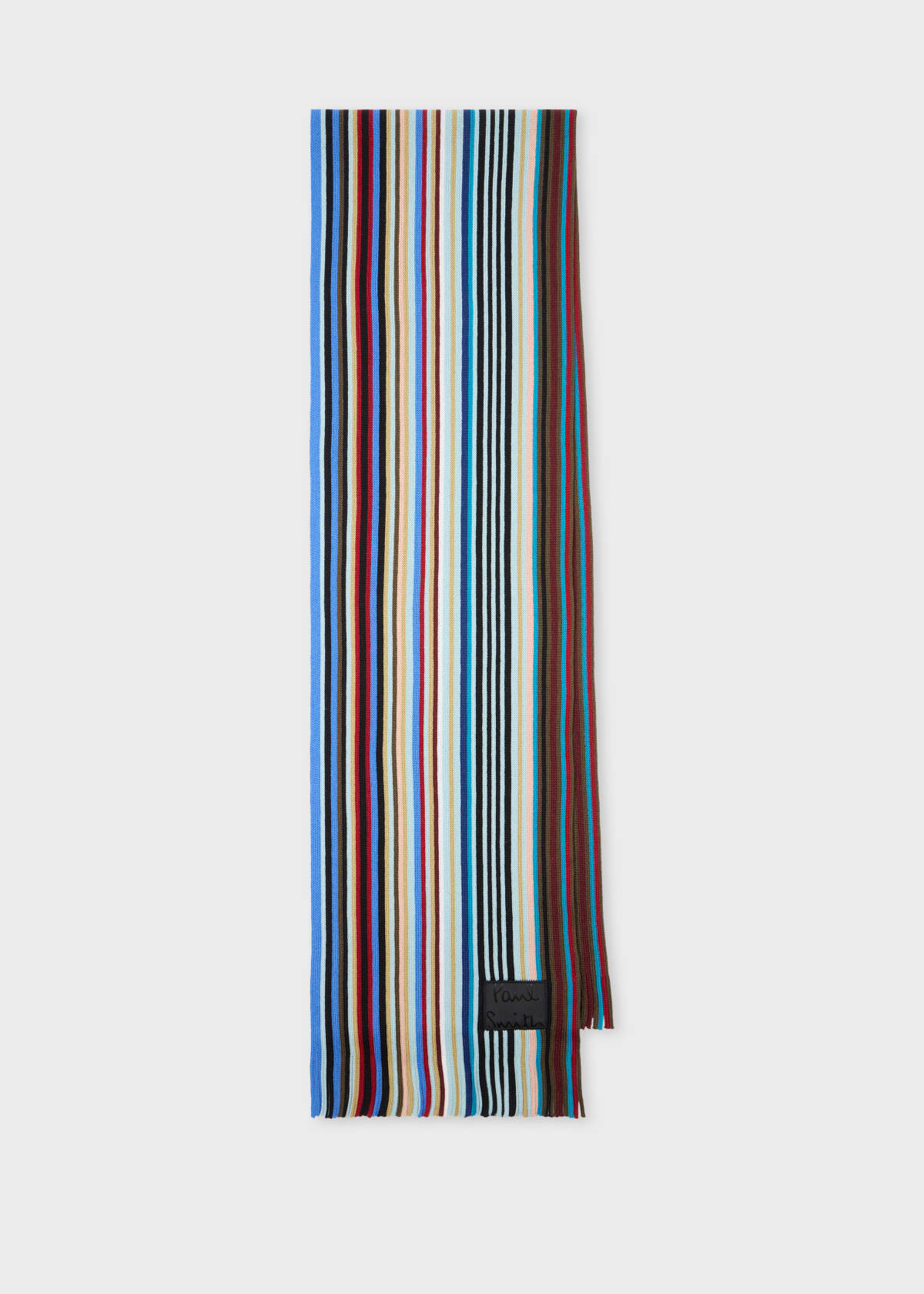 Blue Multistripe Wool Scarf