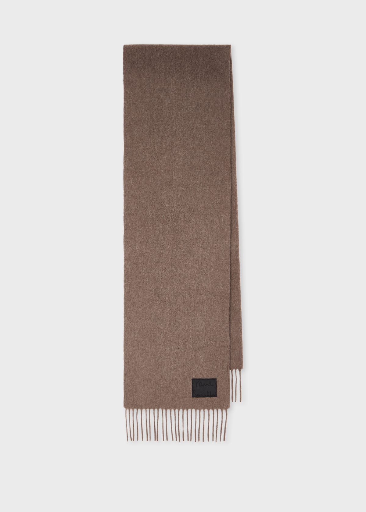 Taupe Cashmere Logo Scarf