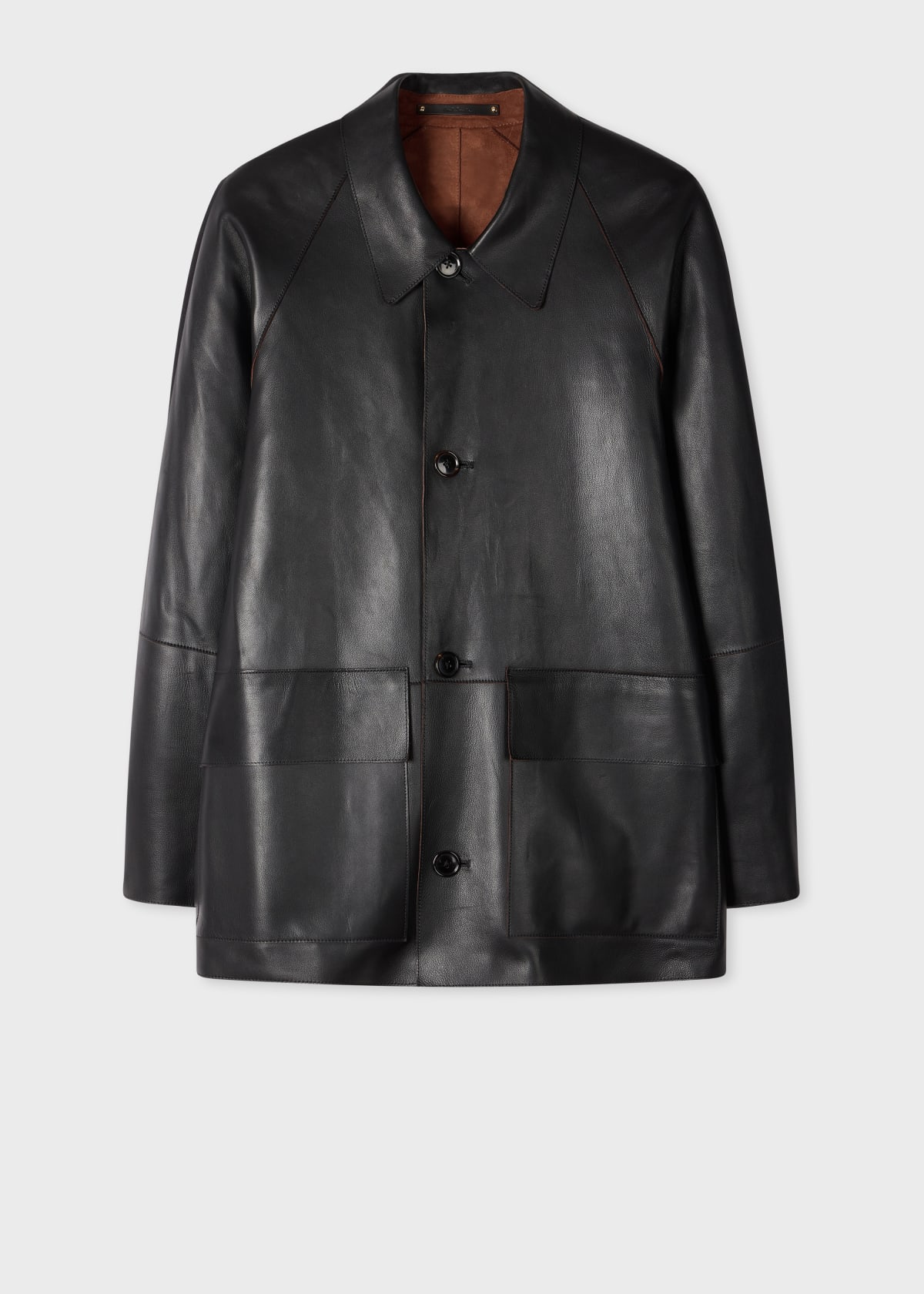 Paul Smith ブラックレザージャケット Men's Black Oversized Bonded Leather Jacket