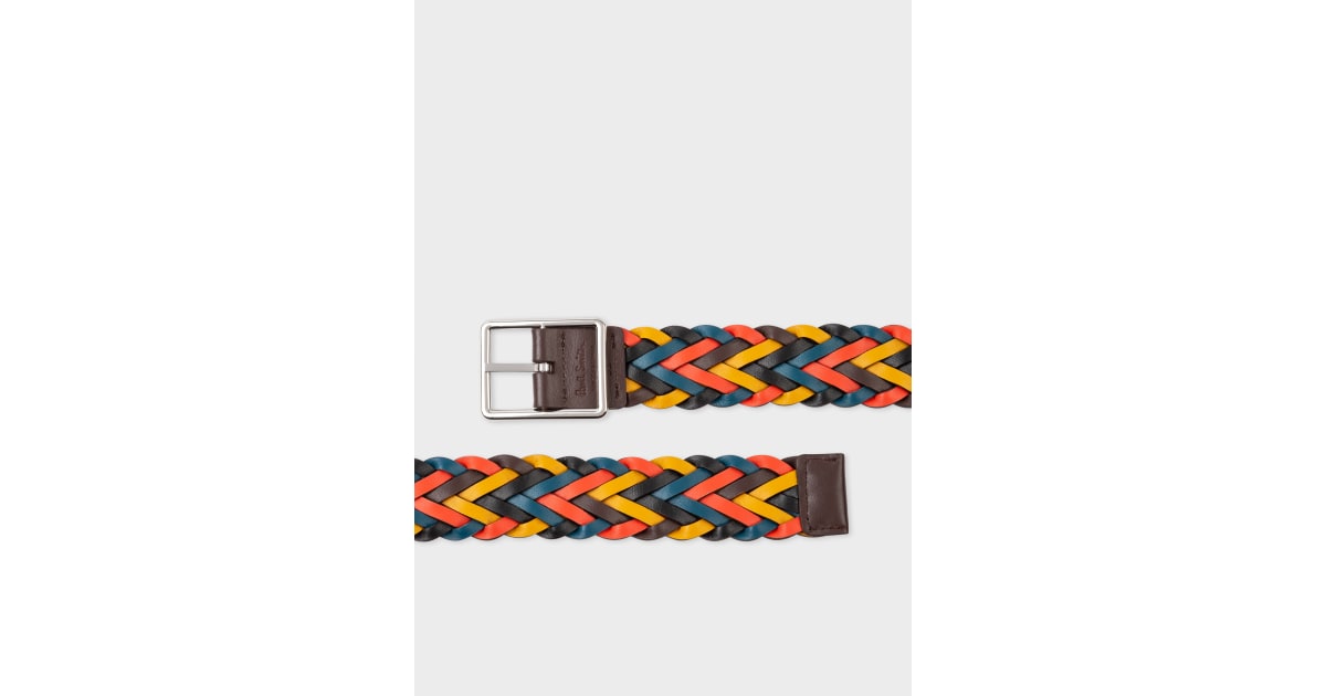 Men's 'Artist Stripe' Reversible Plaited Leather Belt