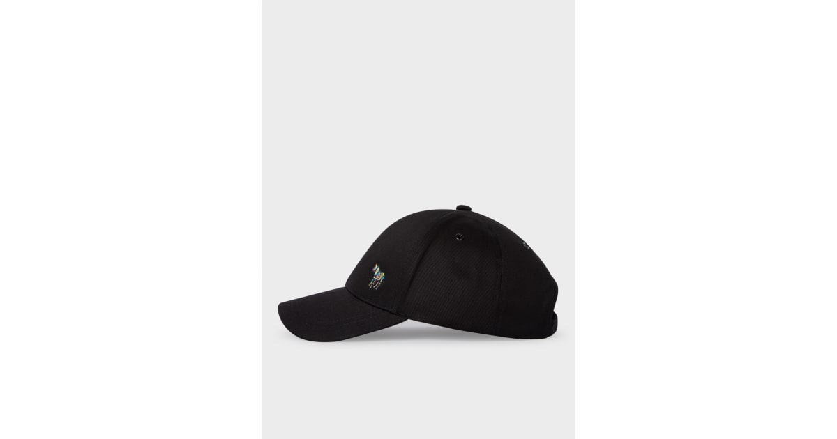 Men's Black Cotton 'Zebra' Logo Baseball Cap