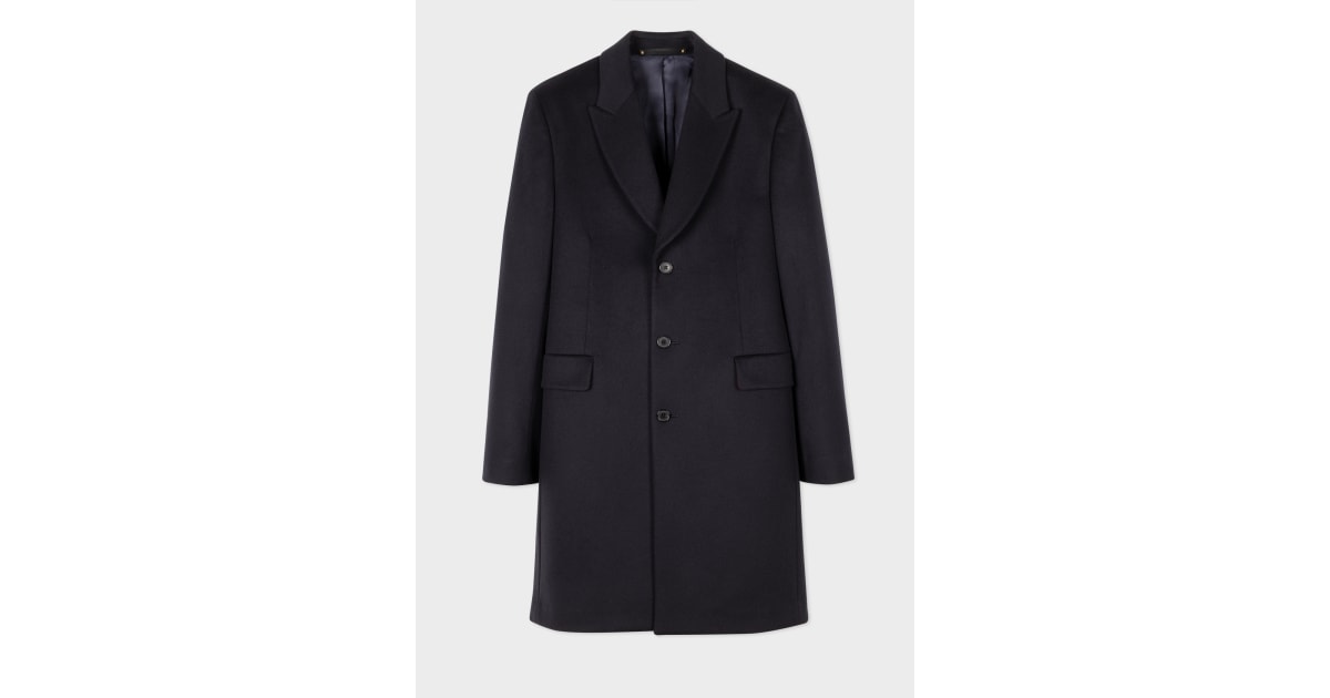 Men's Navy Wool-Cashmere Epsom Coat
