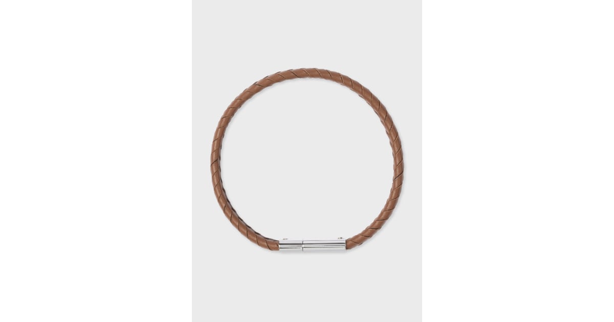 Paul Smith two tone ブレスレット Two-Tone Brown Braided Leather Bracelet