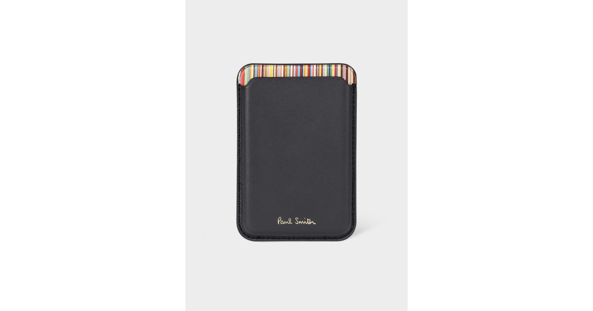 iPhone 15 Pro MagSafe Black Leather Credit Card Case