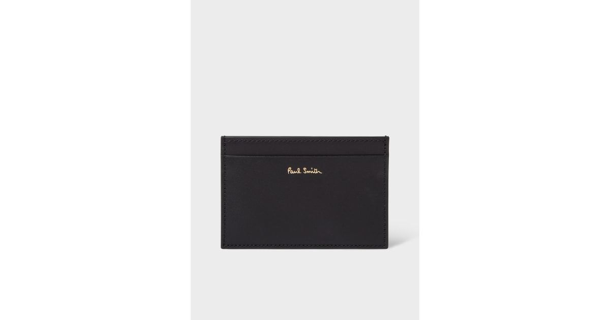 Black 'Signature Stripe' Leather Card Holder