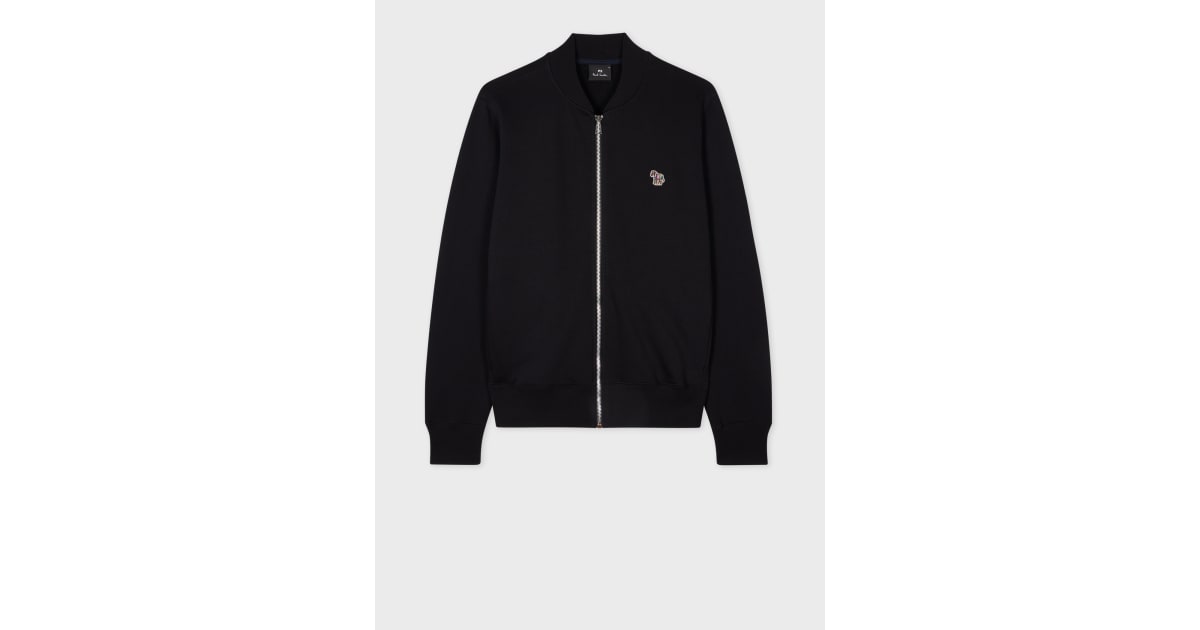 PS Paul Smith ジャケット Men's Black Zebra Logo Organic Cotton Bomber Jacket