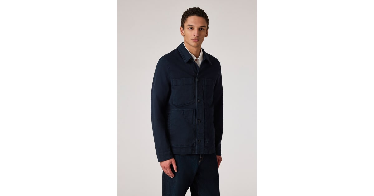 Men's Dark Navy Garment-Dyed Organic Cotton Work Jacket