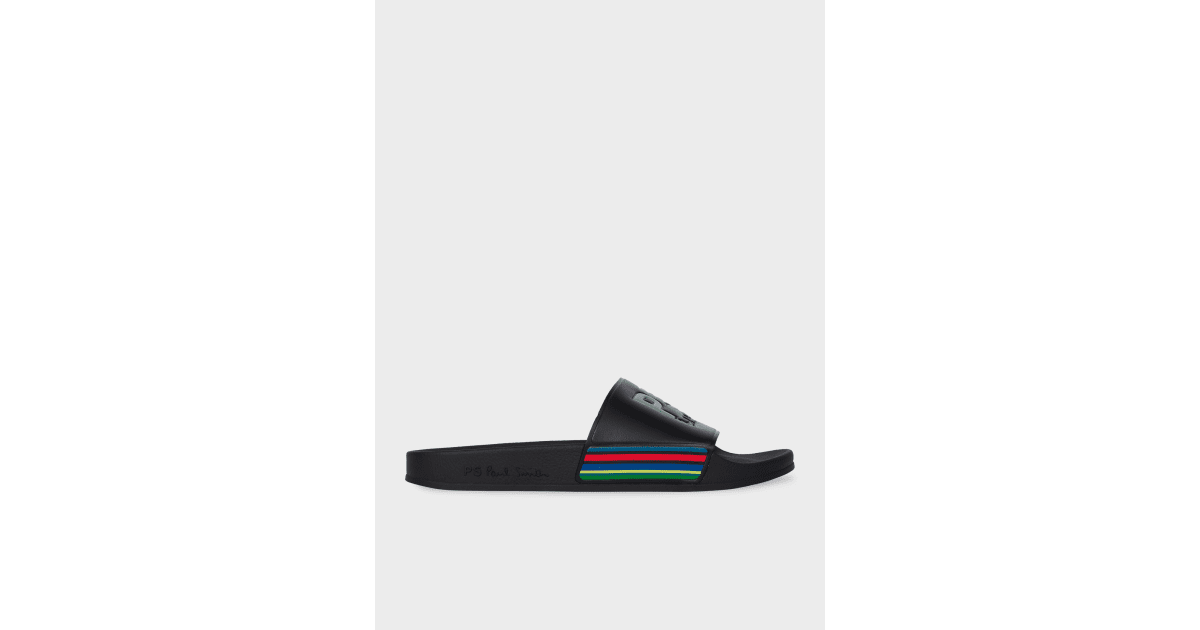 Black 'Sports Stripe' 'Zed' Slides