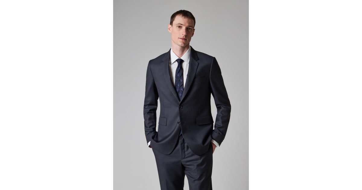 The Kensington - Men's Slim-Fit Dark Navy Pin Dot Wool Suit