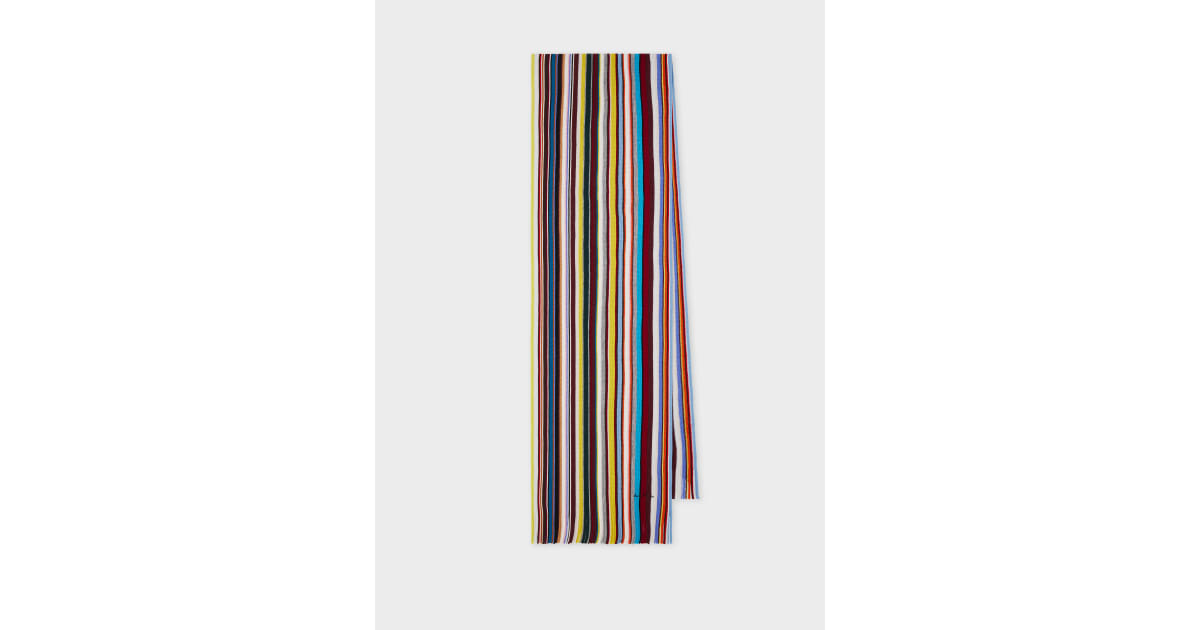 Knitted Merino Wool 'Signature Stripe' Scarf