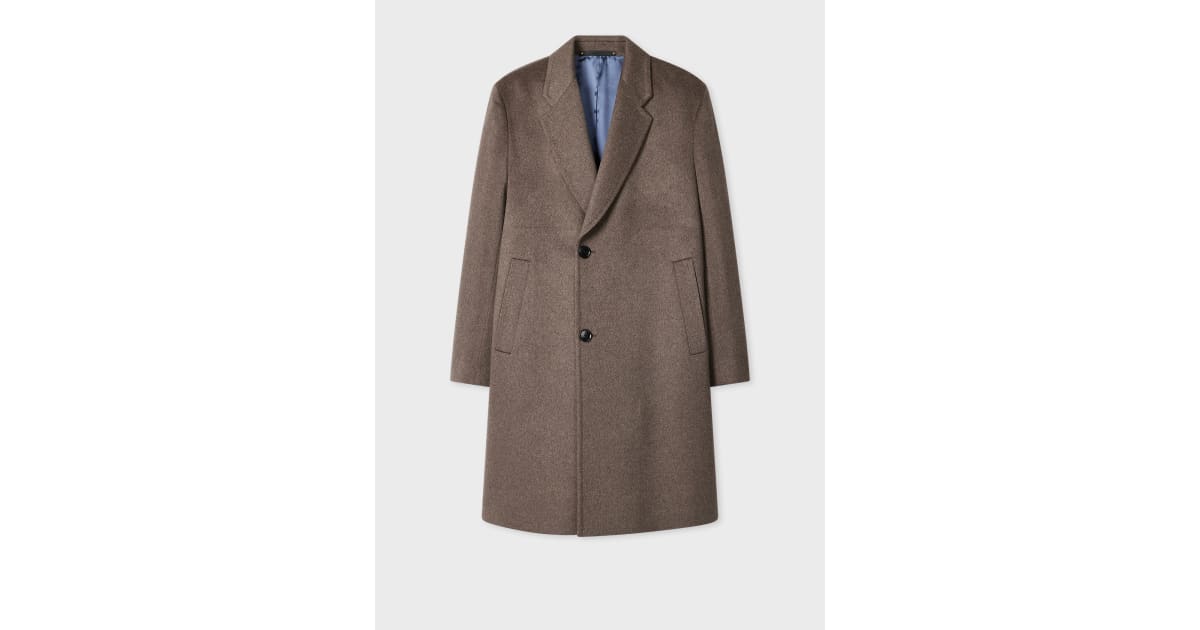 Men's Taupe Wool-Cashmere Overcoat