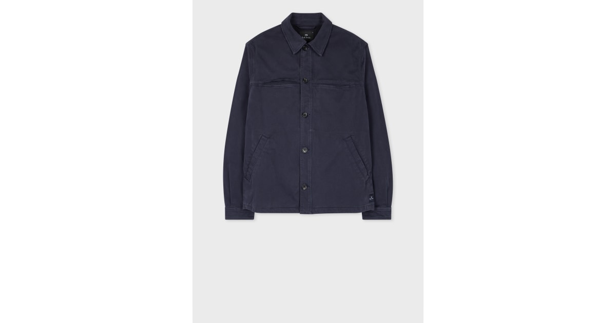 Men's Navy Stretch Cotton-Twill Work Jacket