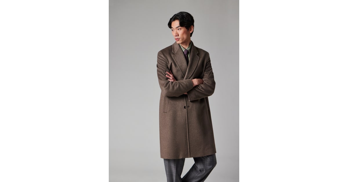 Men's Taupe Wool-Cashmere Overcoat