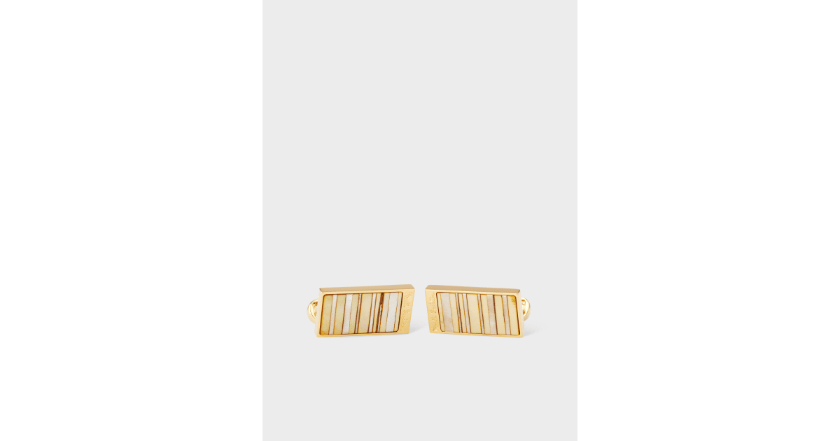 Men's Gold Mother-of-Pearl 'Stripe' Cufflinks