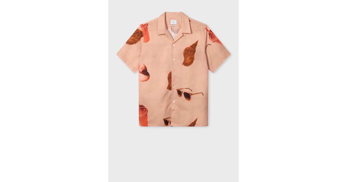Men's Orange 'Sunbleached Snaps' Poplin Shirt