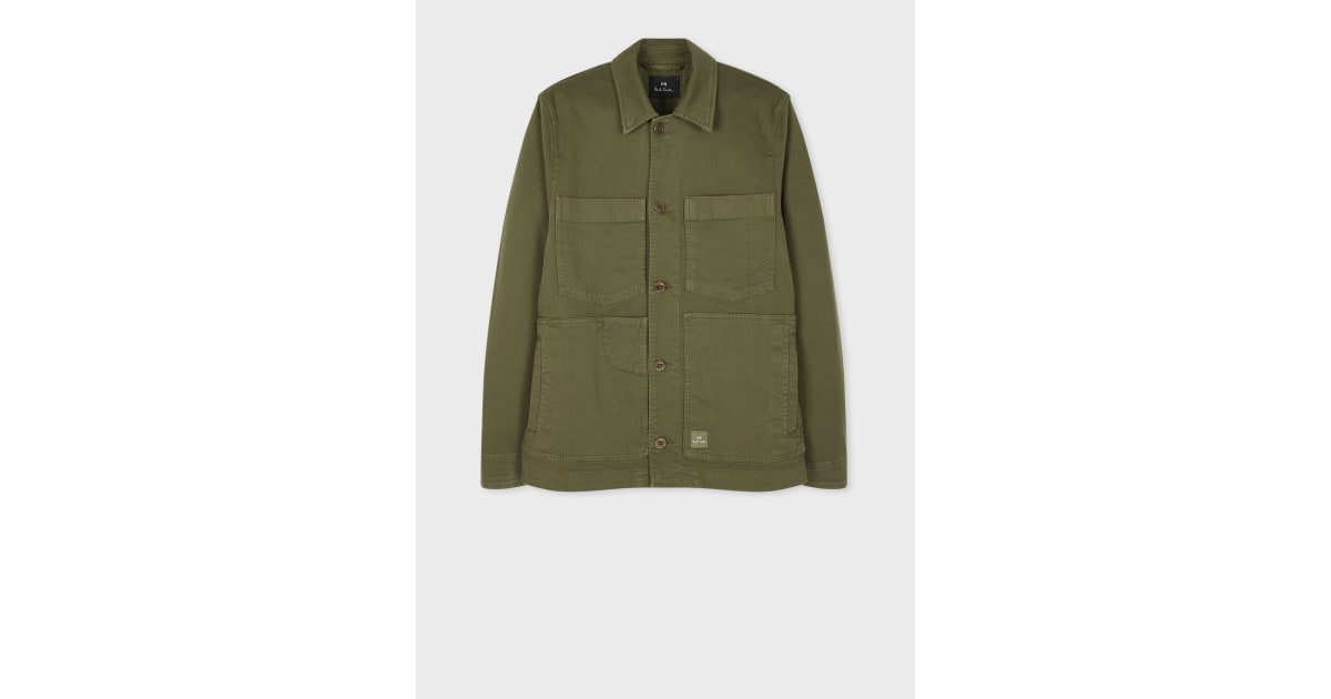 Men's Khaki Stretch-Cotton Chore Jacket