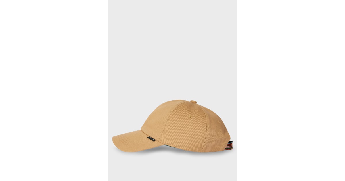 Men's Beige Cotton 'Signature Stripe' Cap