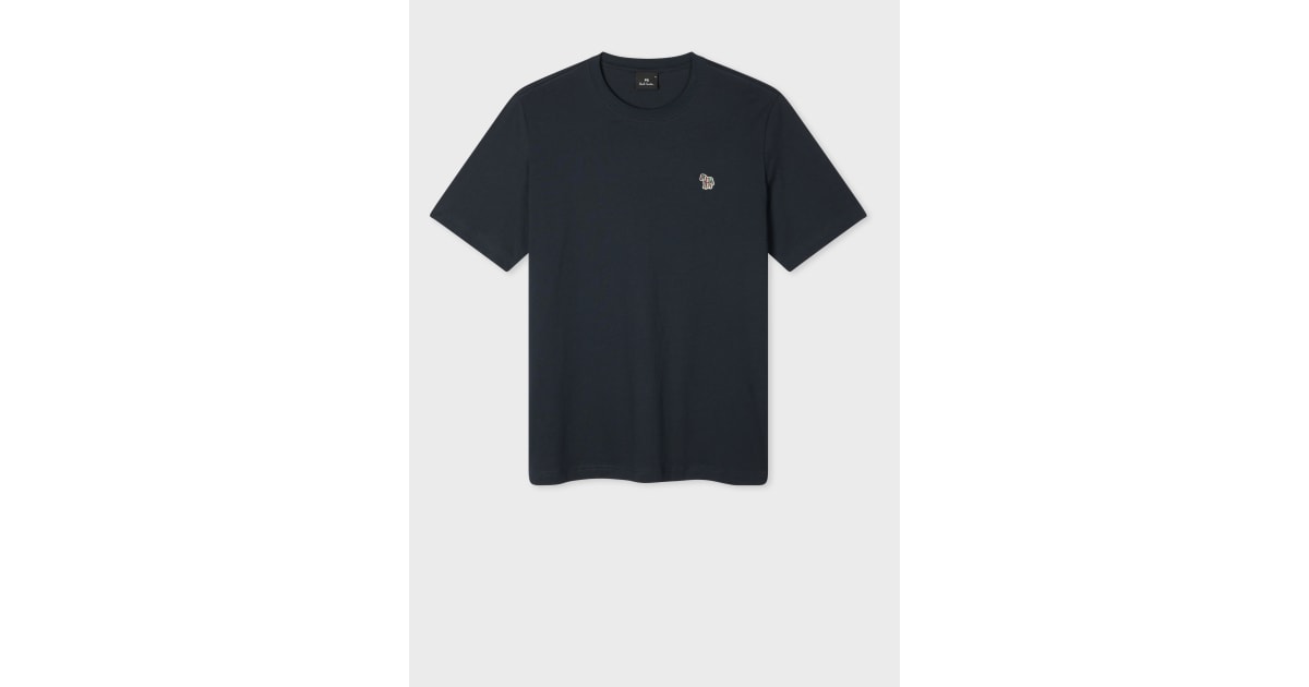 Men's Navy Cotton Zebra Logo T-Shirt
