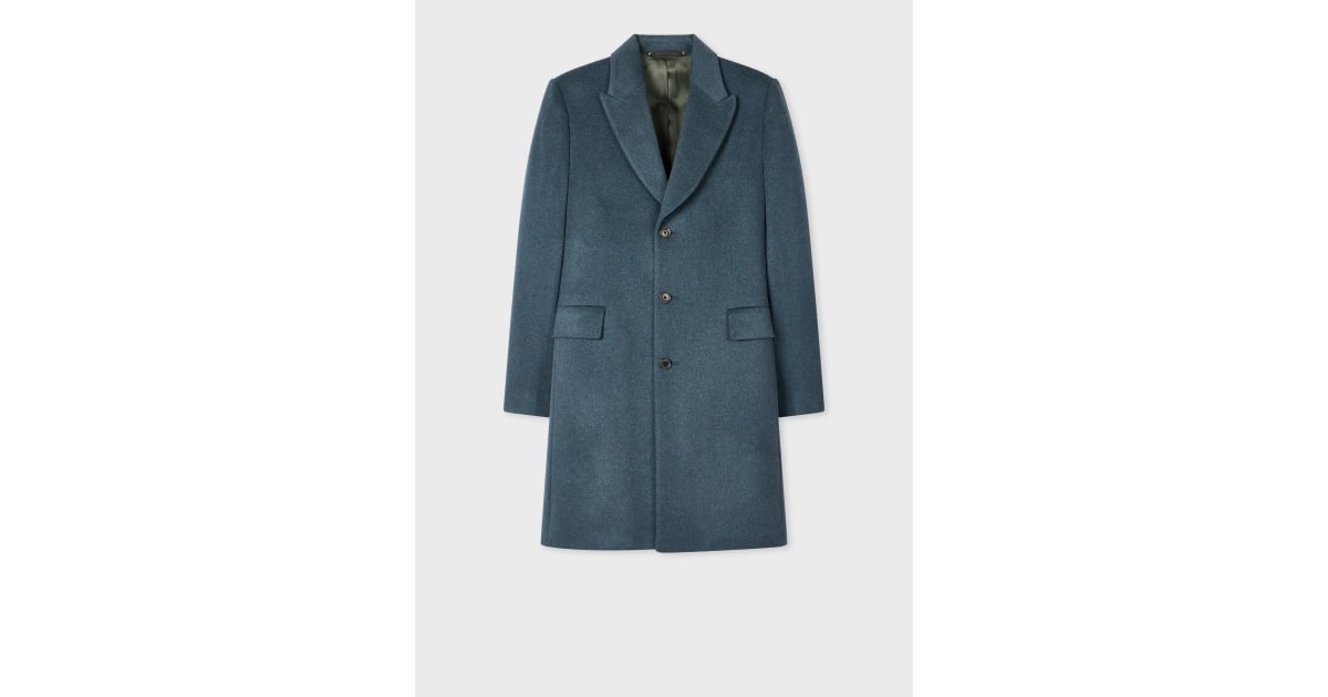 ジャケット・アウター Paul Smith Wool Cashmere Long Coat Men's Dark Teal Wool-Cashmere Blend Overcoat