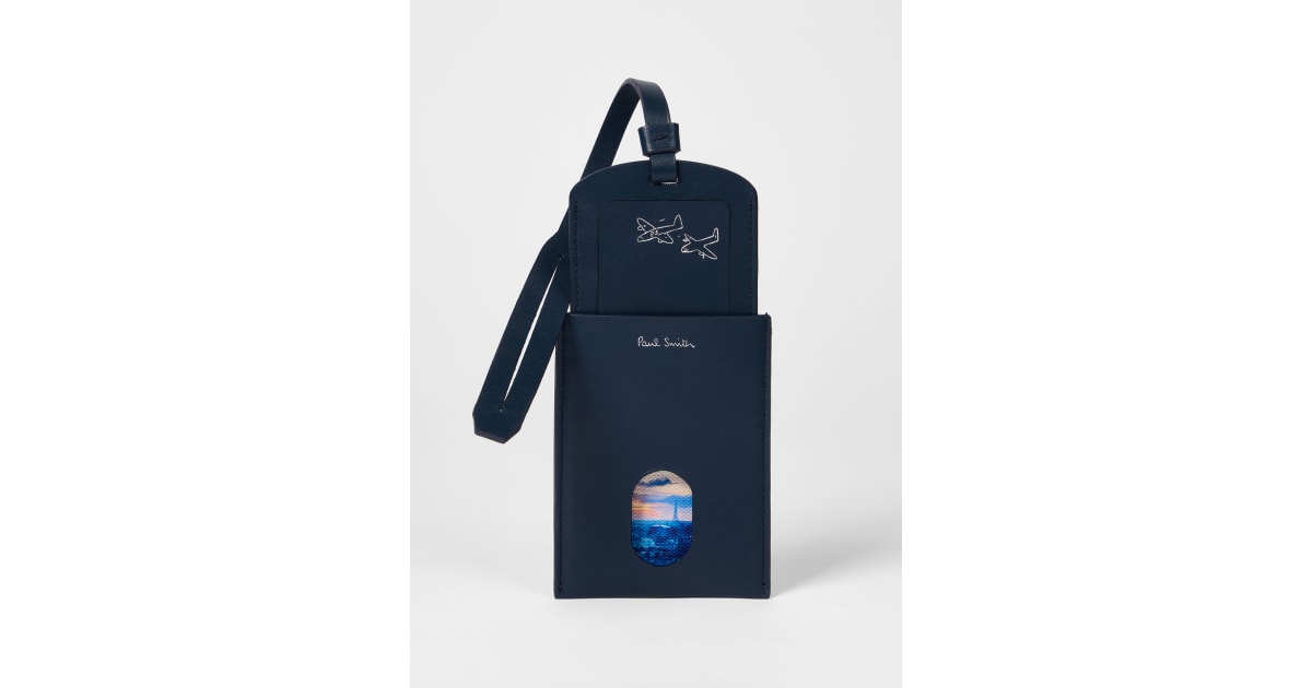 Navy Leather 'Paris' Luggage Tag