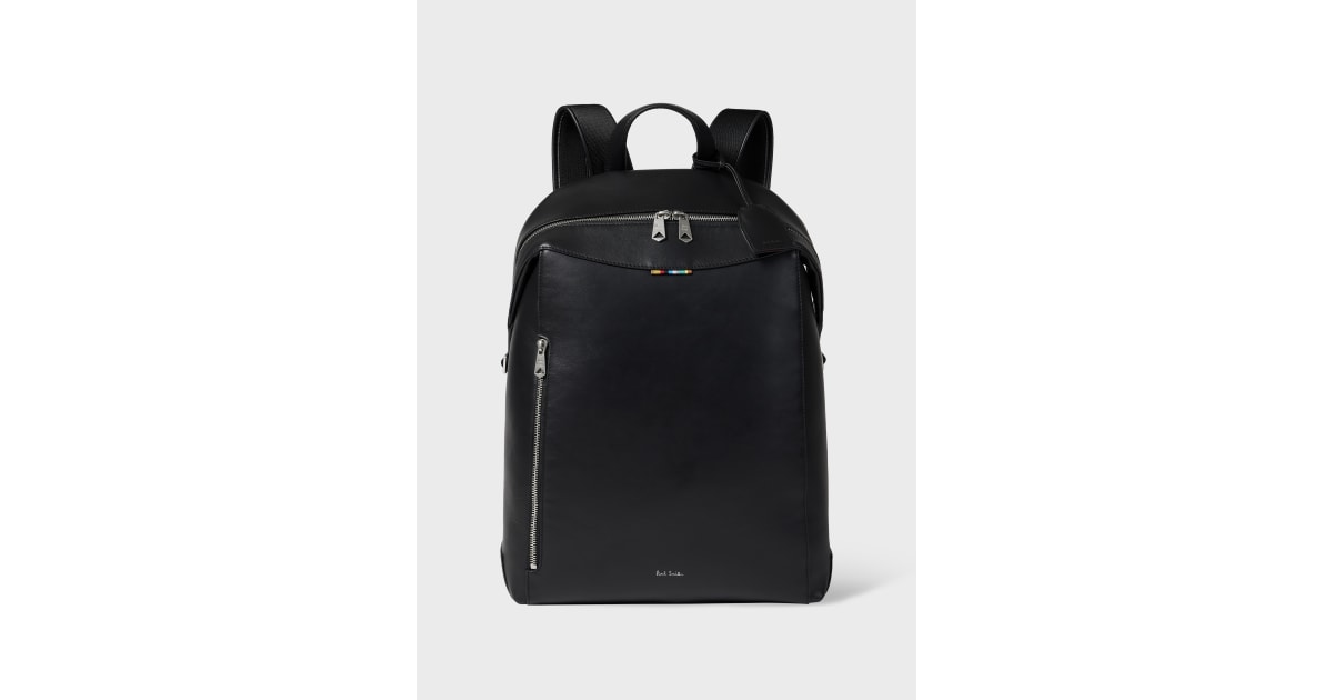 Black Leather 'Signature Stripe' Backpack Paul Smith