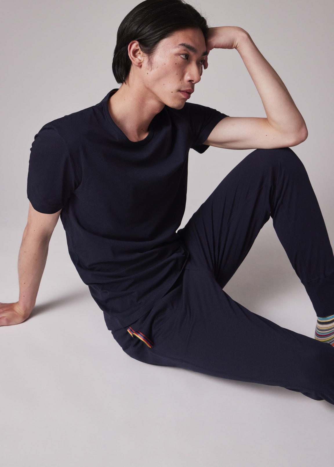 Men's Navy Jersey Cotton Zip Lounge Hoodie