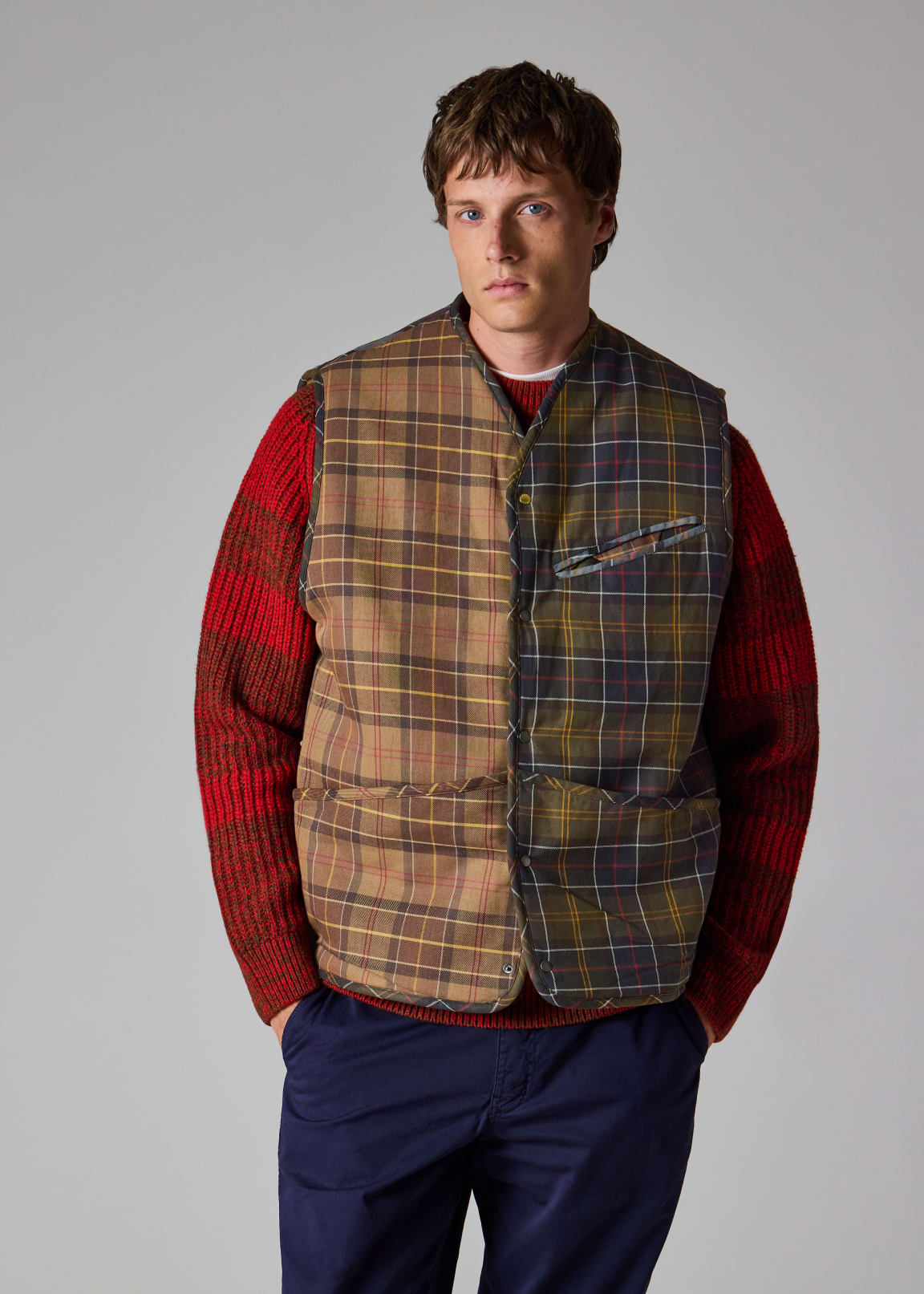 Paul Smith loves Barbour - Rosette Red Saddle Crew Neck Sweater