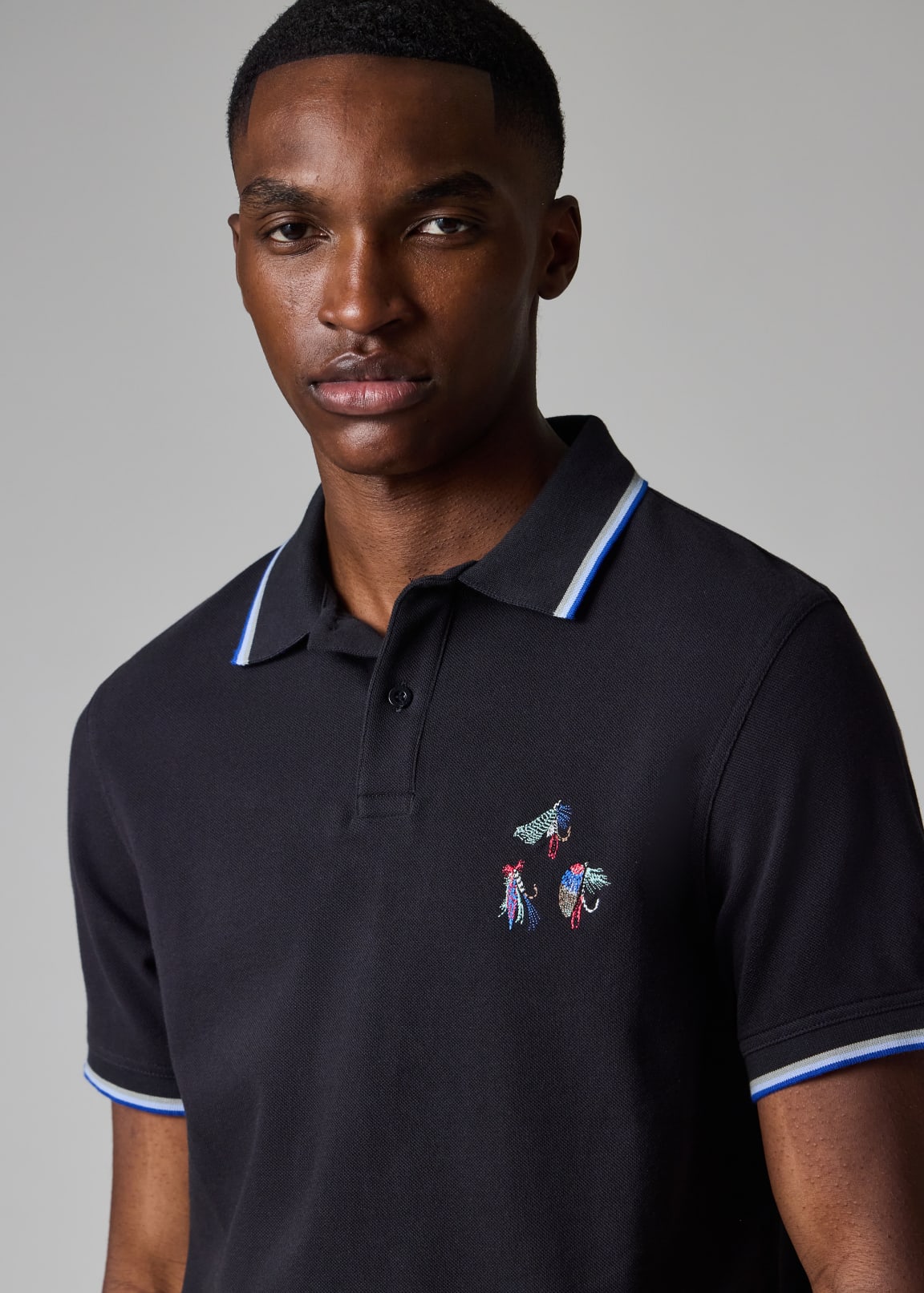 備**Paul Smith Union Jack Polo Shirts British Flag EMBROIDERED Union Jack Navy Blue Polo Shirt England