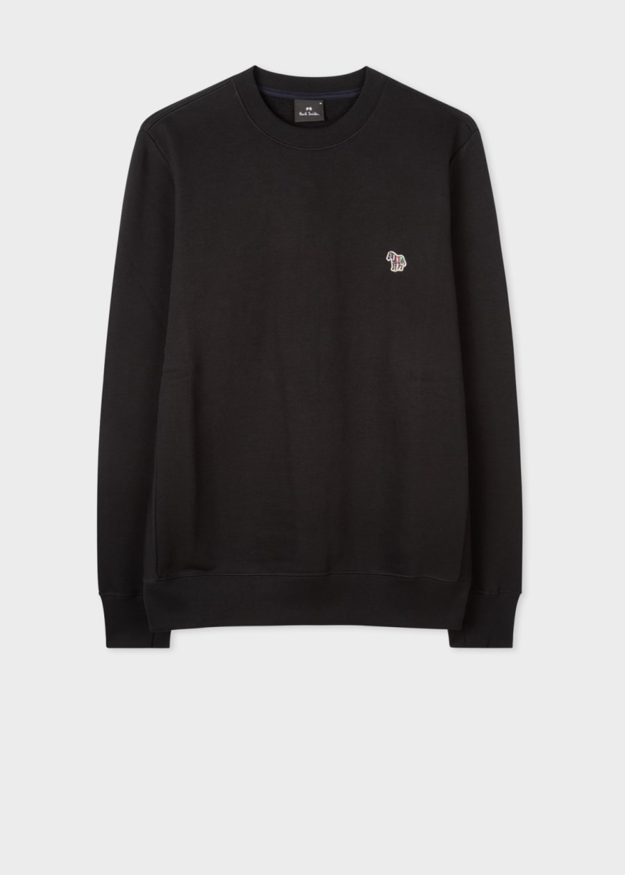 Men's Navy Cotton Zebra Logo Zip-Neck Sweatshirt