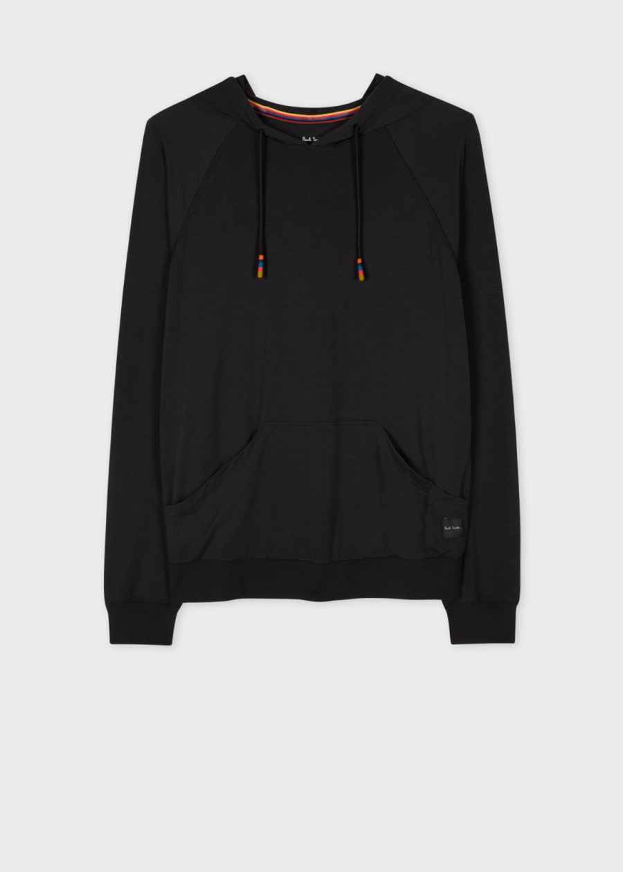 Paul Smith フーディサイズL 黒 Men's Black Cotton Zip-Front Zebra Logo Hoodie