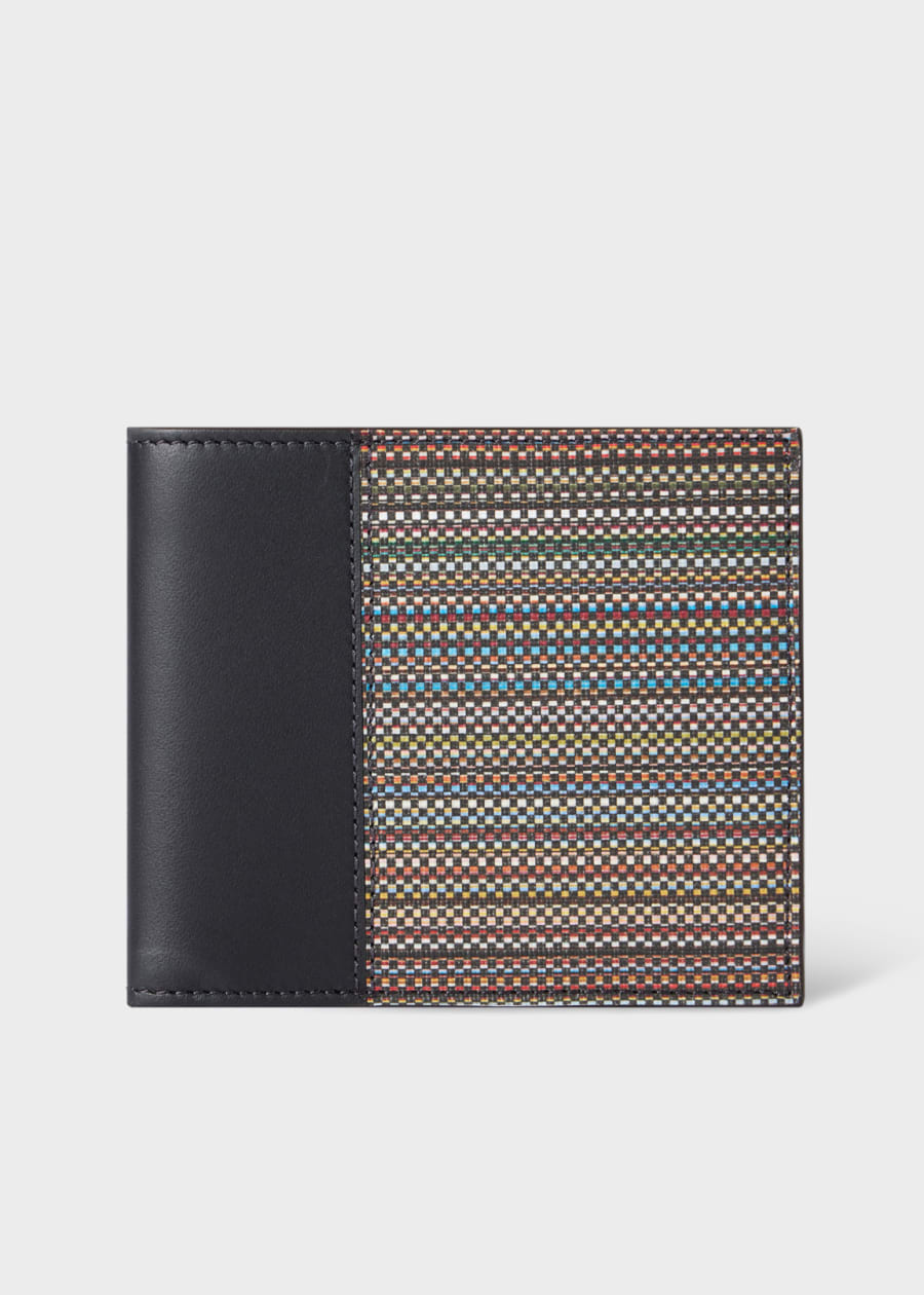 Men's Black Leather Seasonal 'Signature Stripe Block' Passport Holder