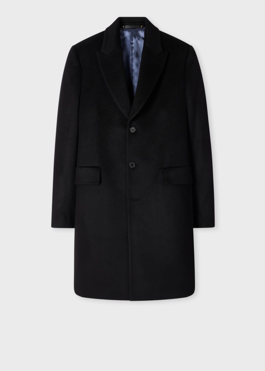 ジャケット・アウター Paul Smith Wool Cashmere Long Coat Men's Black Wool-Cashmere Epsom Coat