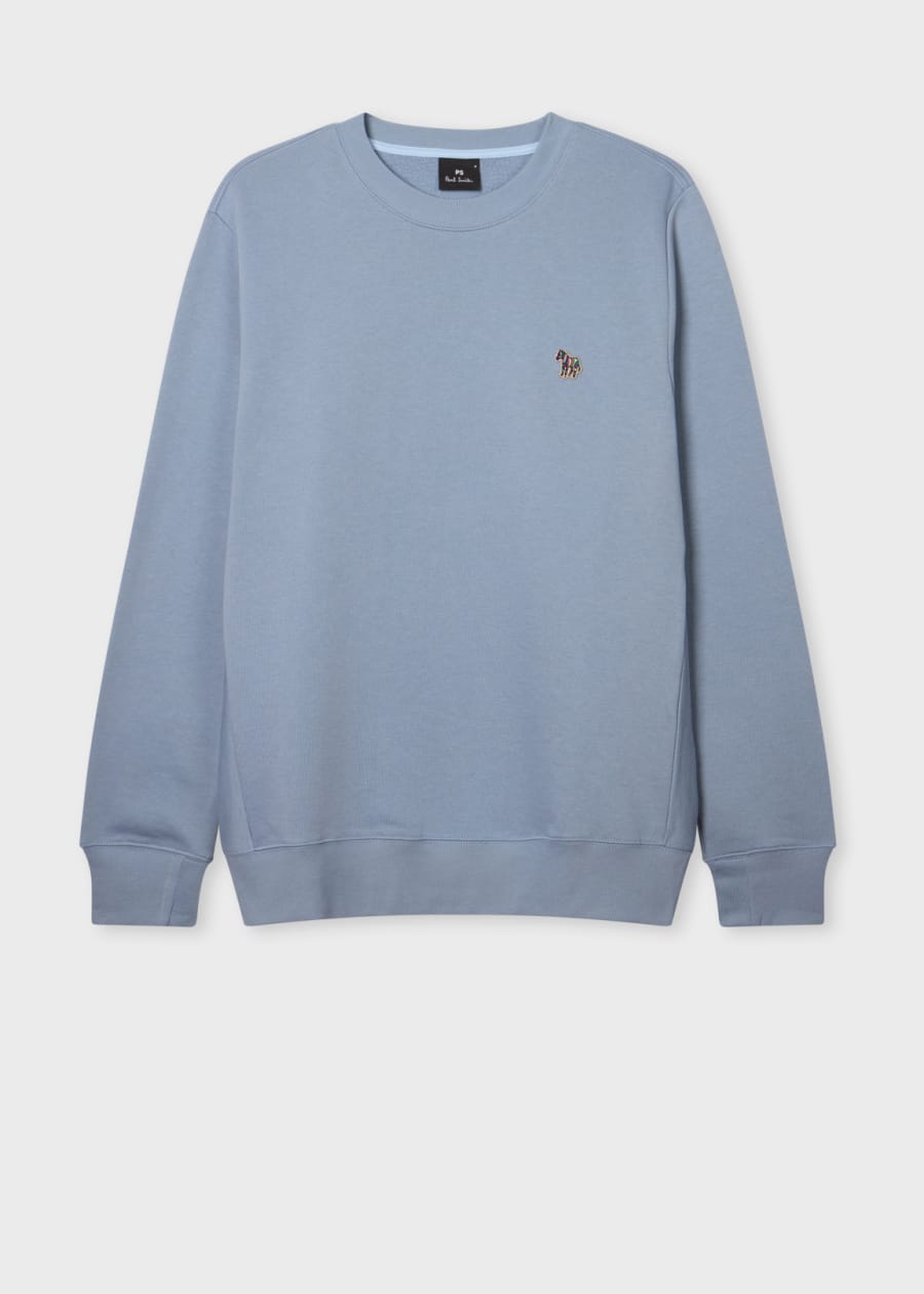 Men's Black Cotton Zebra Logo Zip-Neck Sweatshirt