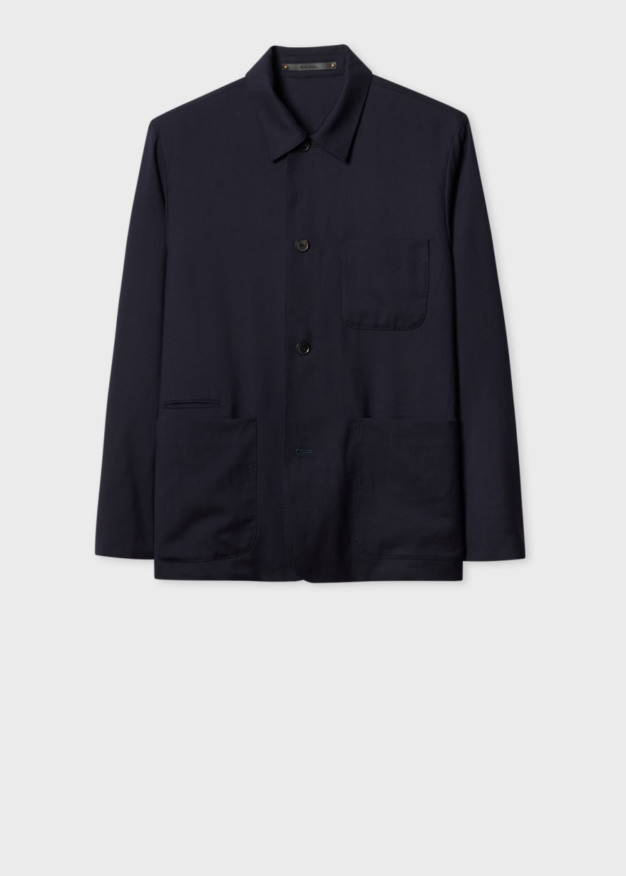 Men's Navy Cotton Seersucker Work Jacket