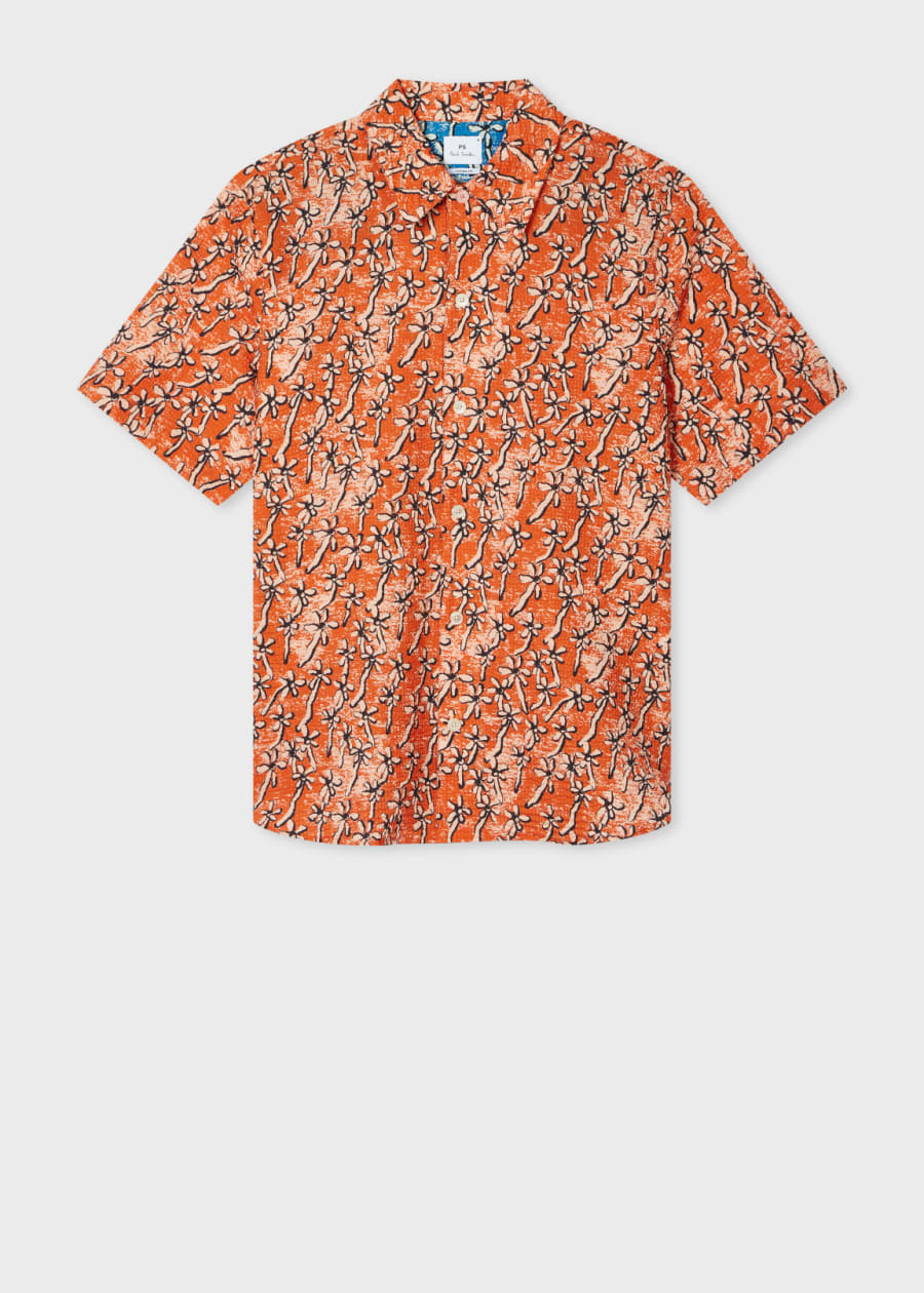 Men's Orange 'Sunbleached Snaps' Poplin Shirt