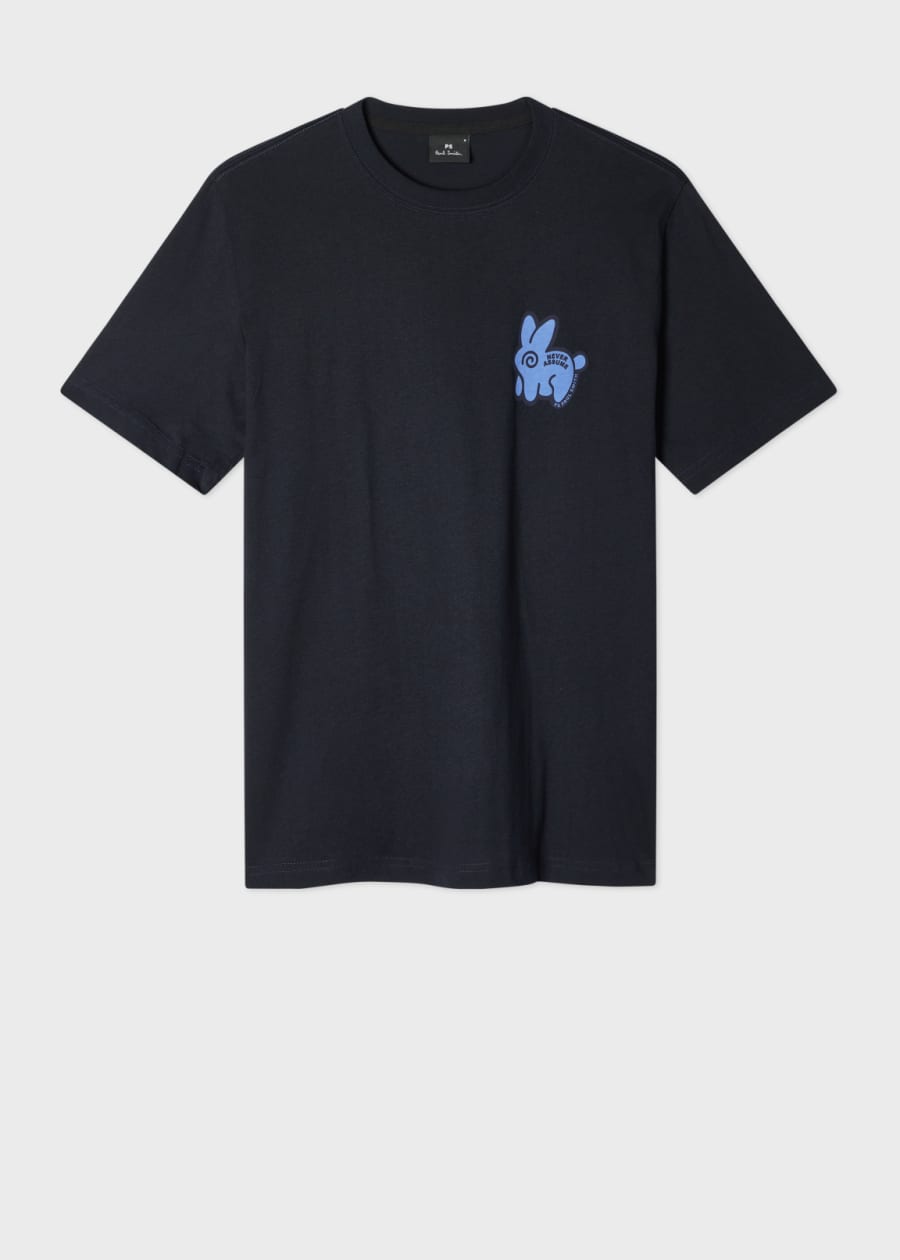 Men's Navy Cotton Zebra Logo T-Shirt