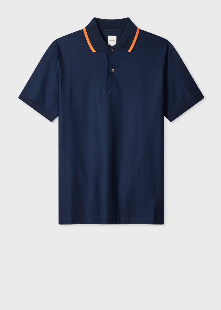 Men's Dark Navy 'Signature Stripe' Trim Polo Shirt