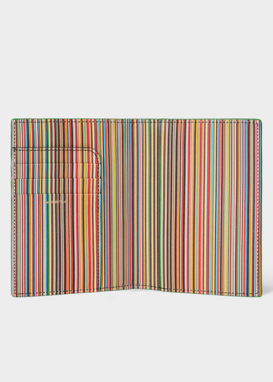 Black 'Signature Stripe' Interior Leather Passport Cover