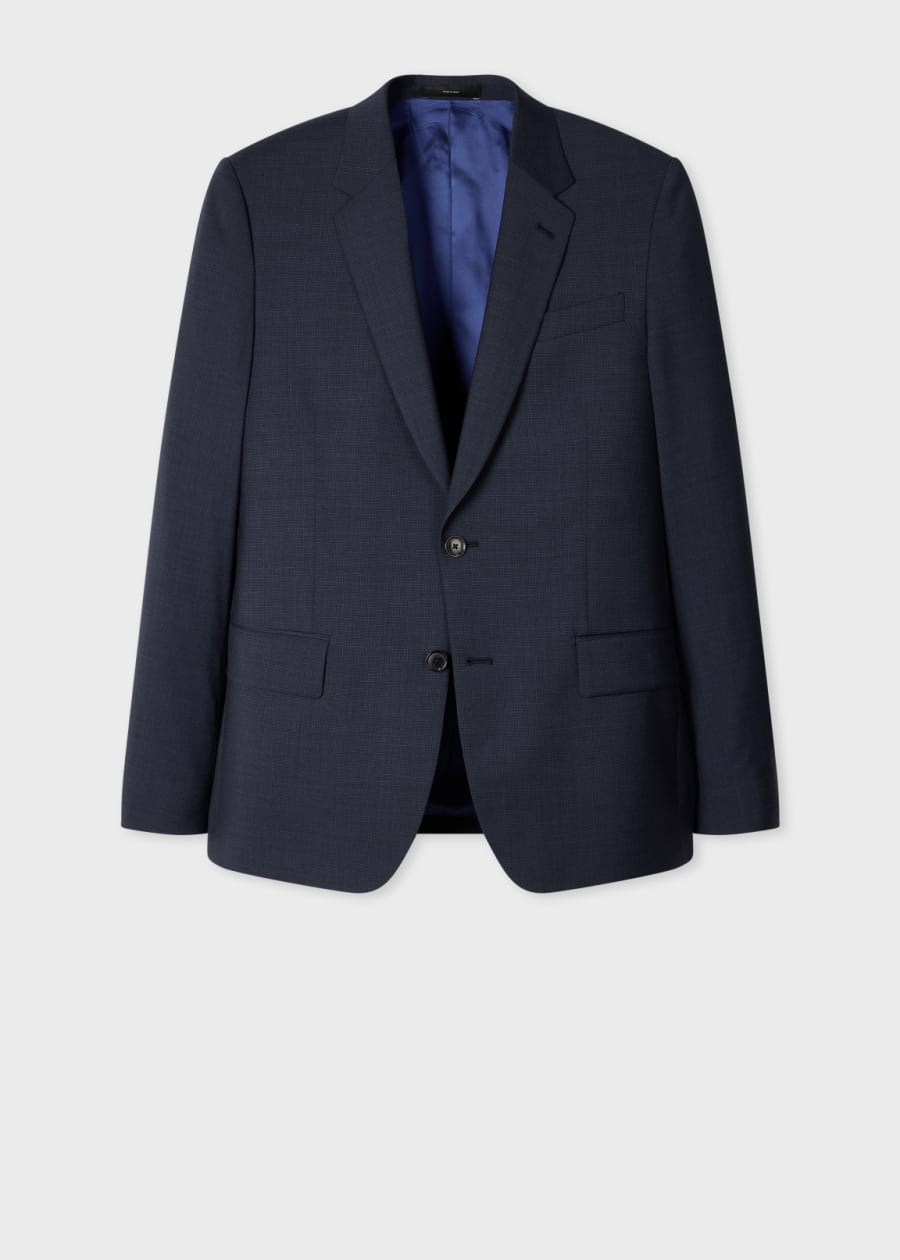 Men's Tailored-Fit Navy Overdyed Wool-Cashmere Flannel Blazer