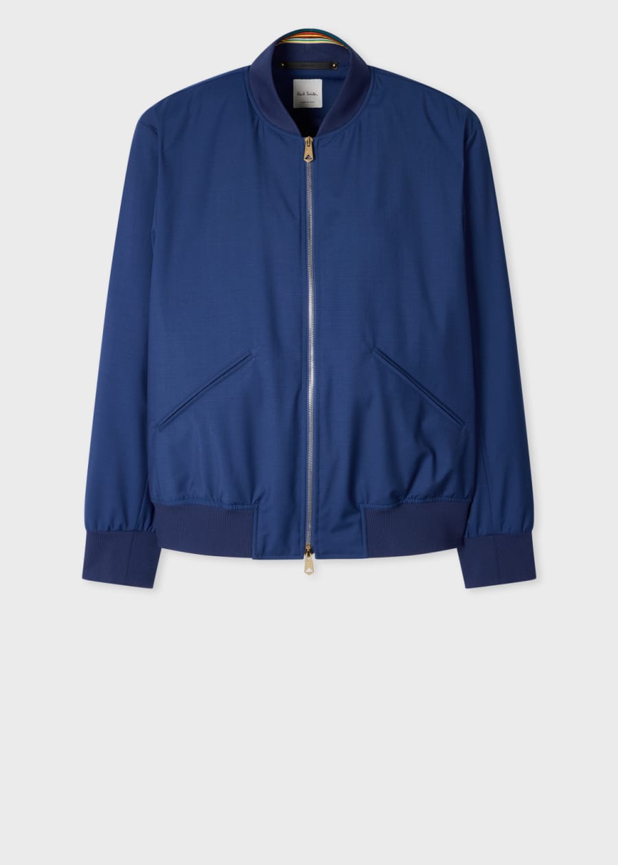 Navy 'Zebra' Logo Cotton Bomber Jacket