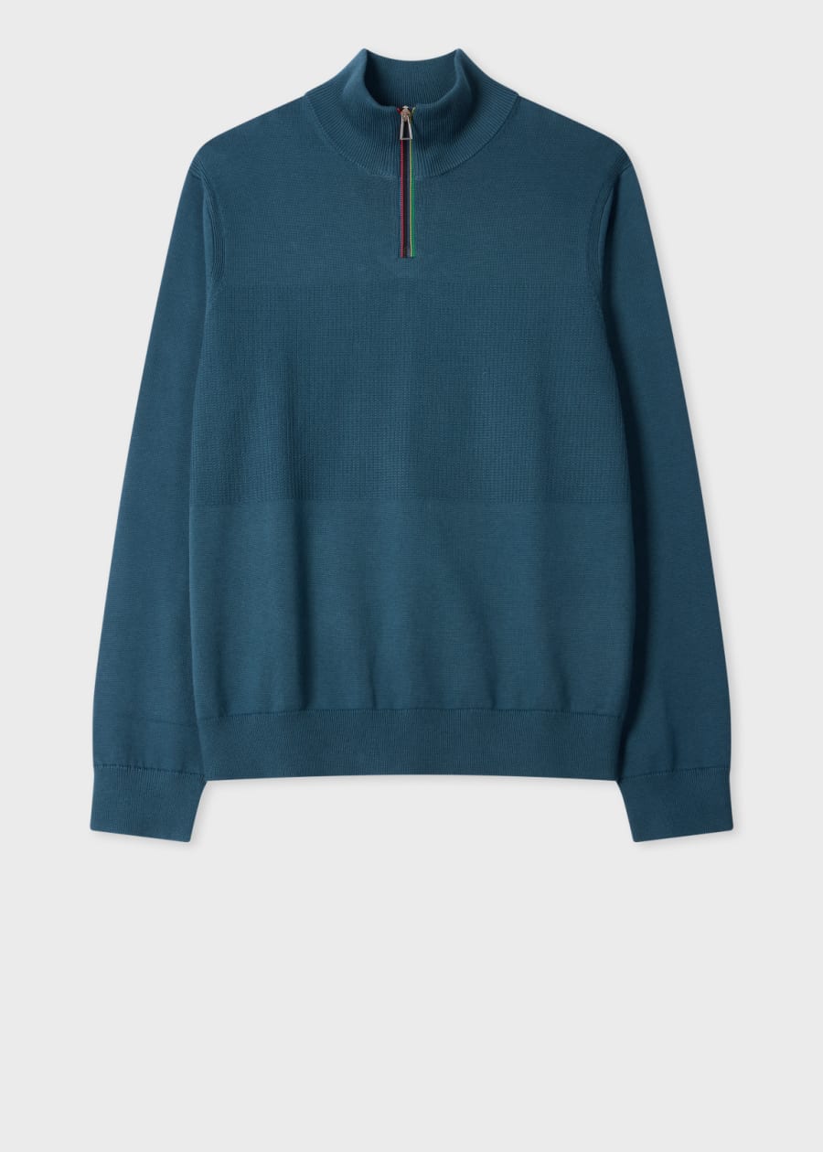 【新品】Paul Smith ZIP STRAWGRAIN ROUND ZIP Paul Smith For Manchester United - Dark Navy Quarter-Zip Zebra