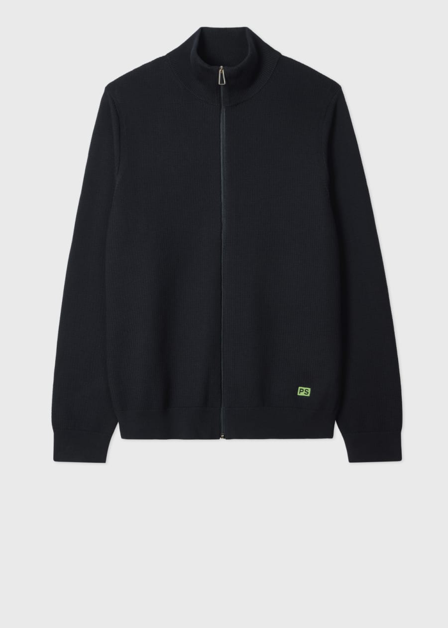 Black Merino Wool Full-Zip Cardigan Paul Smith