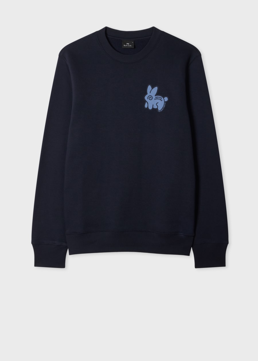 Men's Dark Navy Cotton Zebra Logo Sweatshirt