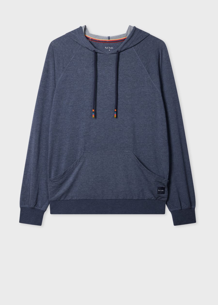 Men's Dark Navy Cotton Zip-Front Zebra Logo Hoodie