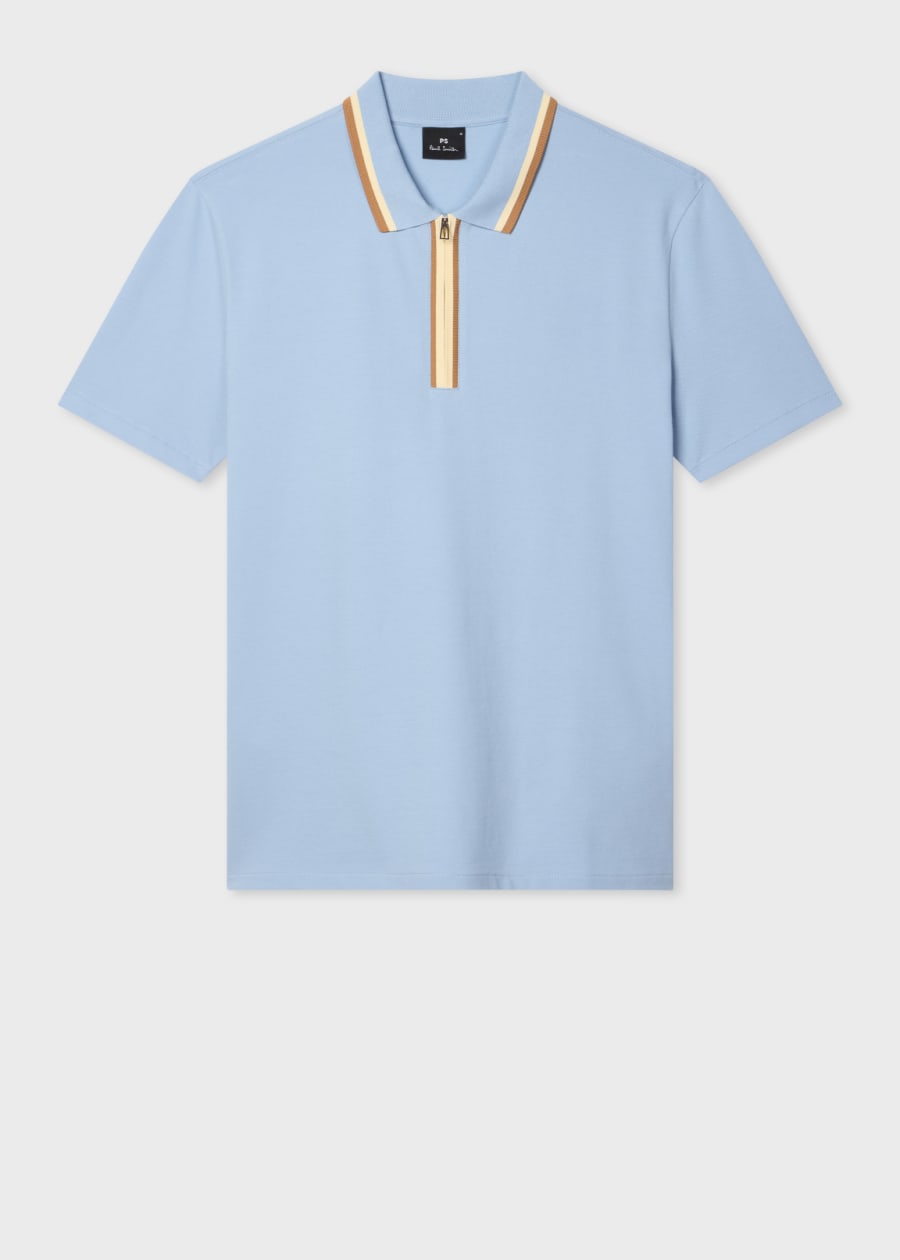 Men's Blue Button-Through Polo Shirt
