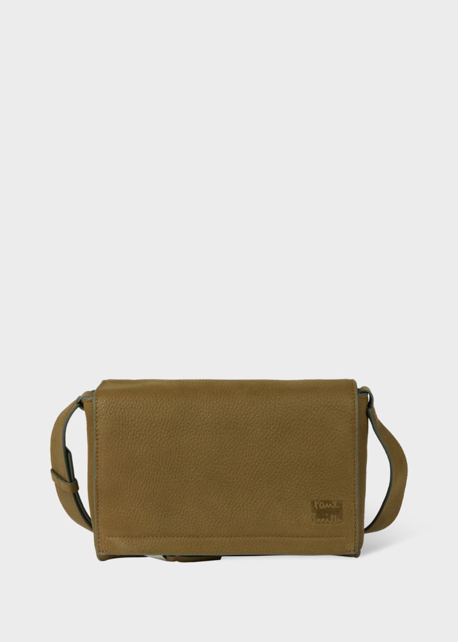 Dark Brown Leather 'Shadow Stripe' Cross-Body Bag