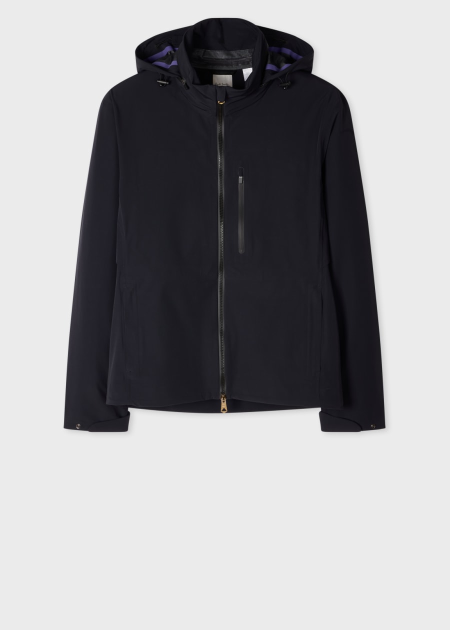 Men's Black Mixed Media Hooded Jacket